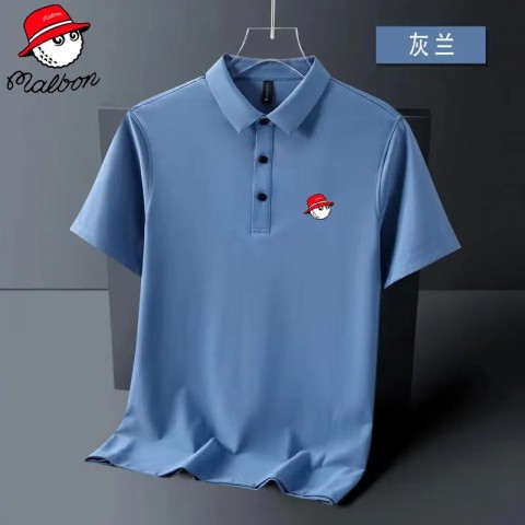 Malbons Men's Summer Breathable Cotton Polo Shirts with Lapel Collar