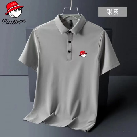Malbons Men's Summer Breathable Cotton Polo Shirts with Lapel Collar