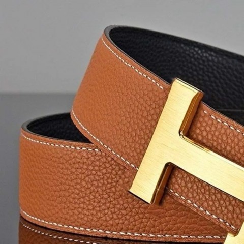 AAA Designer High-Quality Leather Belts for Unisex, Automatic Buckle, Golden Tone, 38mm Width