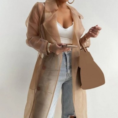 Korean Fashion Women's See-Through Mesh Jacket with Puff Sleeves