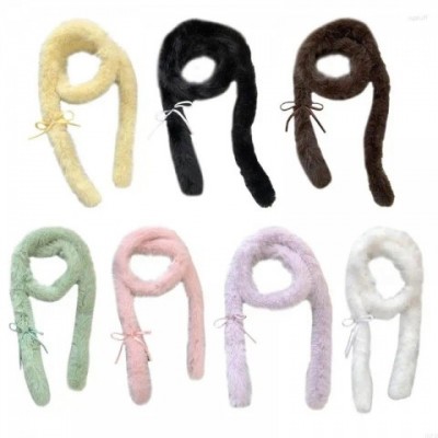 Elegant Harajuku Long Faux Fur Scarf for Girls Winter Warmth