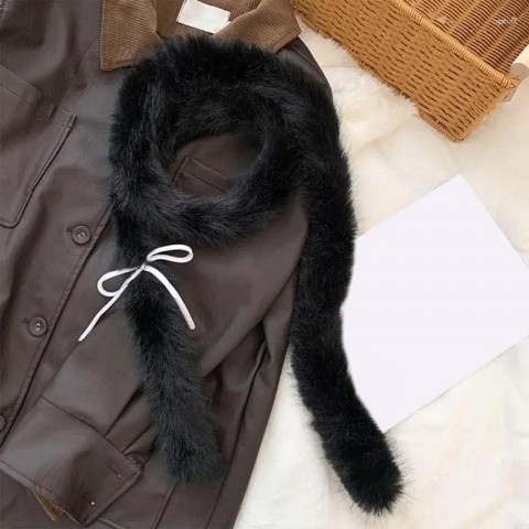 Elegant Harajuku Long Faux Fur Scarf for Girls Winter Warmth