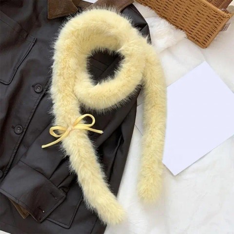 Elegant Harajuku Long Faux Fur Scarf for Girls Winter Warmth
