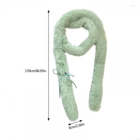 Elegant Harajuku Long Faux Fur Scarf for Girls Winter Warmth