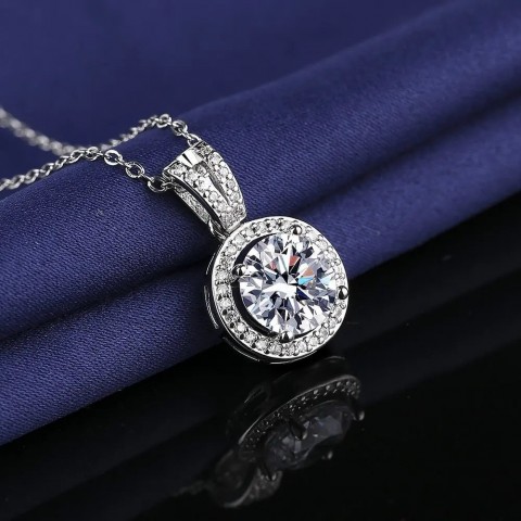 925 Sterling Silver Pendant Necklace for Women, Sparkling CZ Birthstone Gift