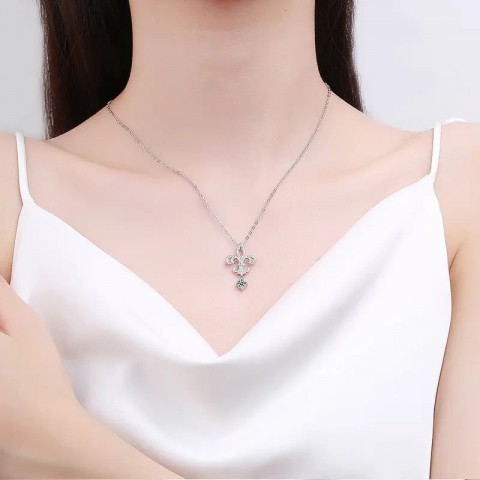925 Sterling Silver Pendant Necklace for Women, Sparkling CZ Birthstone Gift