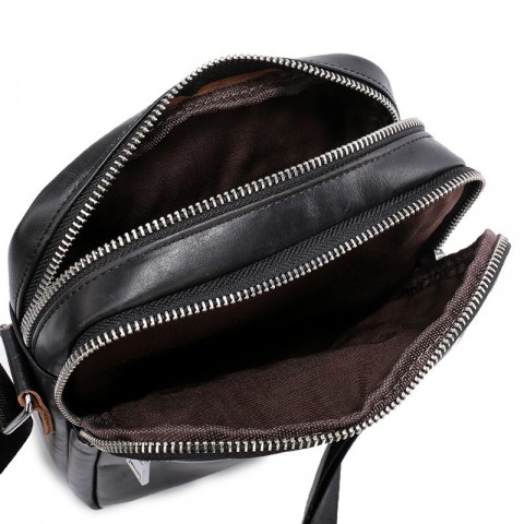 Mens Genuine Leather Briefcase with Crossbody Strap, Multi-functional PU Shoulder Bag