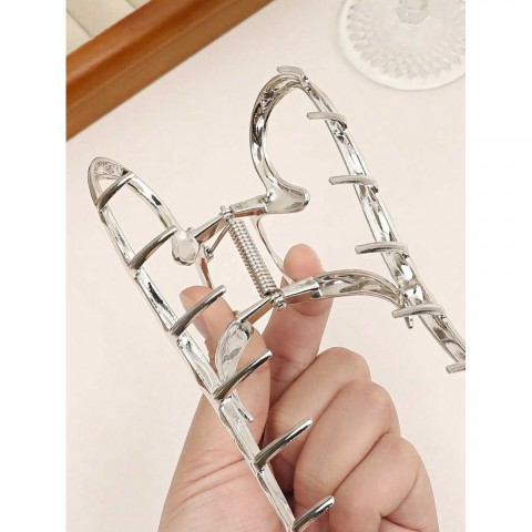 Elegant Love Design Large Silver Heart Hair Clip for Women