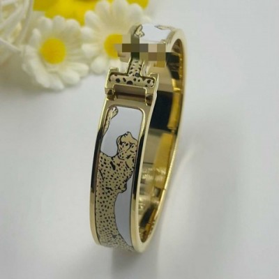 H Letter Bangle Bracelet Unisex 12mm Titanium Enamel
