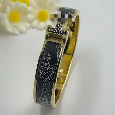 H Letter Bangle Bracelet Unisex 12mm Titanium Enamel