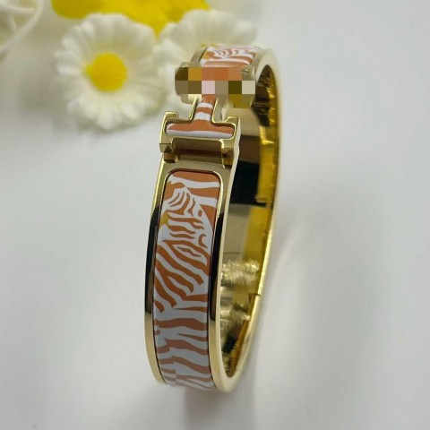 H Letter Bangle Bracelet Unisex 12mm Titanium Enamel