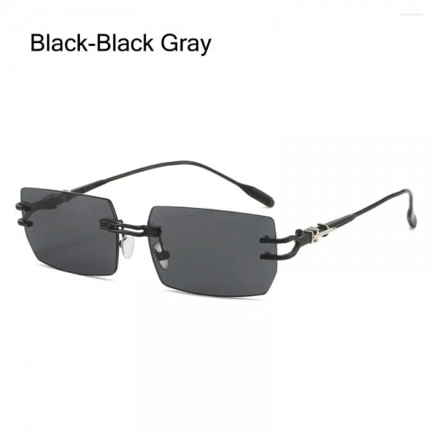 Rimless Rectangle Punk Style Sunglasses with UV380 Protection for Men