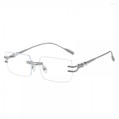 Rimless Rectangle Punk Style Sunglasses with UV380 Protection for Men