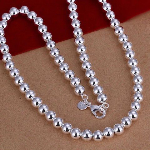 Andara Smooth Beads Ball Chain Necklace 4-10MM for Men Women