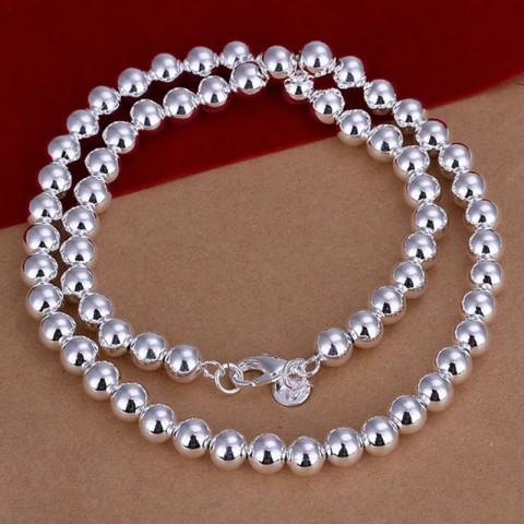 Andara Smooth Beads Ball Chain Necklace 4-10MM for Men Women