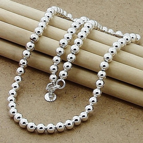 Andara Smooth Beads Ball Chain Necklace 4-10MM for Men Women