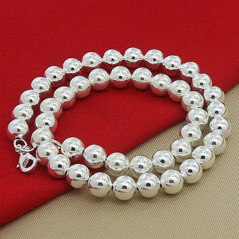 Andara Smooth Beads Ball Chain Necklace 4-10MM for Men Women