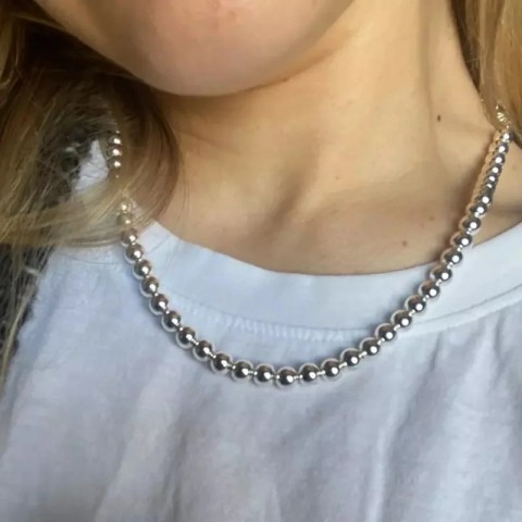Andara Smooth Beads Ball Chain Necklace 4-10MM for Men Women