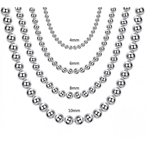 Andara Smooth Beads Ball Chain Necklace 4-10MM for Men Women