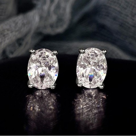 Choucong Women's Sterling Silver Moissanite Stud Earrings