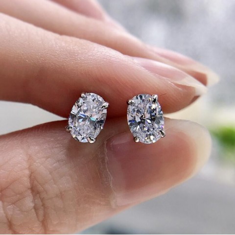 Choucong Women's Sterling Silver Moissanite Stud Earrings