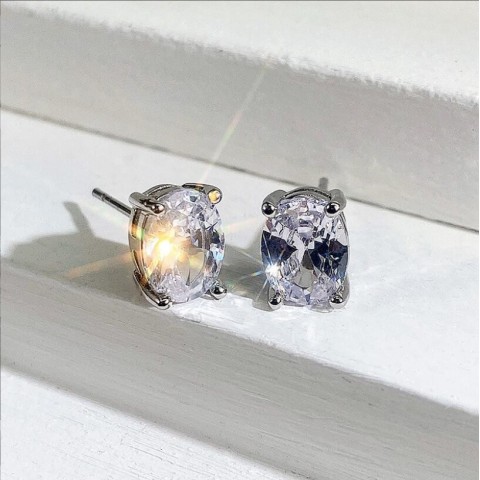 Choucong Women's Sterling Silver Moissanite Stud Earrings