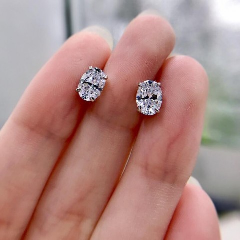 Choucong Women's Sterling Silver Moissanite Stud Earrings
