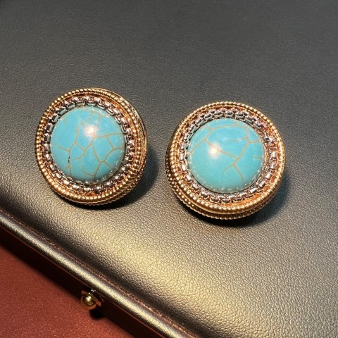 Turquoise High-Brightness Pearl Stud Earrings - Luxury S925 Sterling Silver with 18K Gold Plating - Perfect Holiday Gift for Women