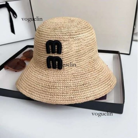 Top Summer Women's Wide Brim Straw Bucket Hat - Fashionable Letter Design for Outdoor & Beach Use
