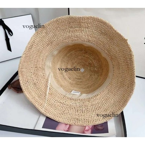 Top Summer Women's Wide Brim Straw Bucket Hat - Fashionable Letter Design for Outdoor & Beach Use