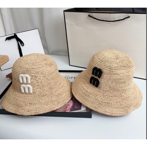 Top Summer Women's Wide Brim Straw Bucket Hat - Fashionable Letter Design for Outdoor & Beach Use