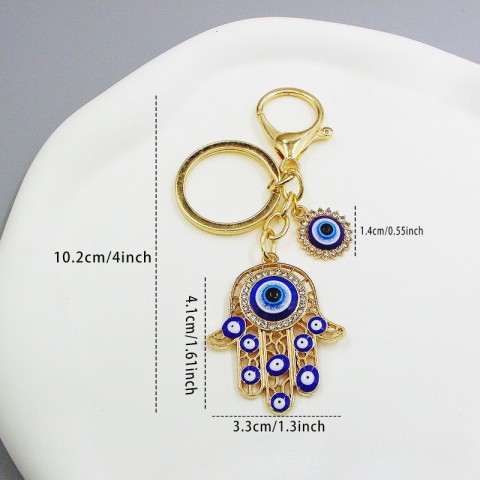 Fatima Magic Hand Keychain, Blue Eye Design, Alloy Material, Boys