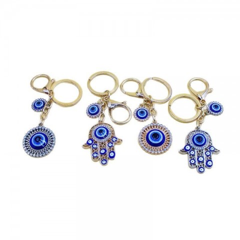 Fatima Magic Hand Keychain, Blue Eye Design, Alloy Material, Boys