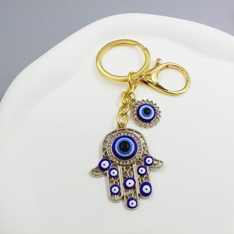 Fatima Magic Hand Keychain, Blue Eye Design, Alloy Material, Boys