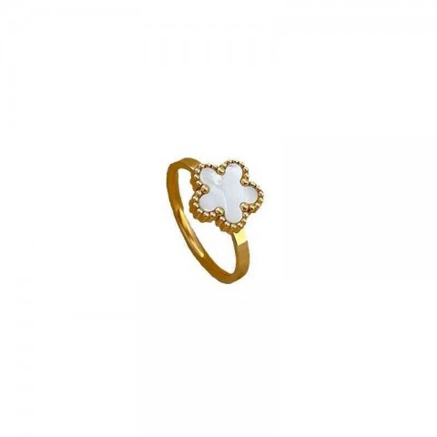 Elegant Stainless Steel Plum Blossom Ring for Women, Stylish Five-Petal Flower Wreath Jewelry S25423
