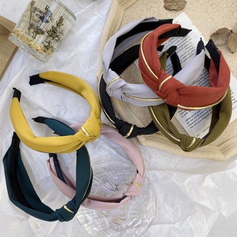 Adult Women's Wide Brim Hair Wrap in 7 Colors - Middle Crossing Knot Design