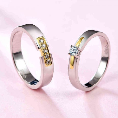 ATTAGEMS 925 Silver Moissanite Engagement Ring Set for Men and Women