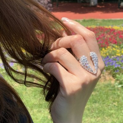 Sterg Sier Adjustable Marquise Topaz CZ Wedding Ring for Women