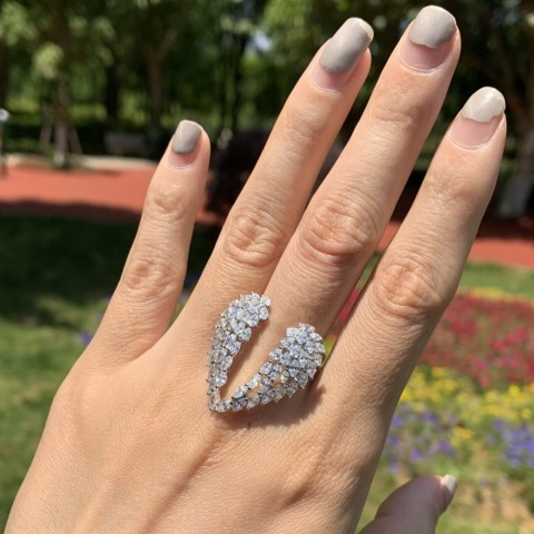 Sterg Sier Adjustable Marquise Topaz CZ Wedding Ring for Women