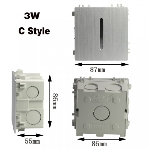 3W Plated Wall LED Light for Recessed Stairs - Warm to Cold White