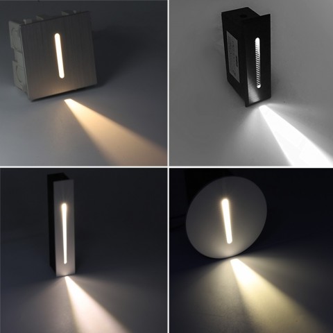 3W Plated Wall LED Light for Recessed Stairs - Warm to Cold White