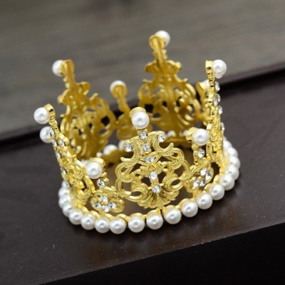 European American Children's Alloy Pearl Crown Bridal Jewelry for Girls with Rhinestones