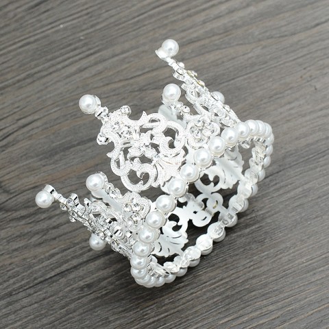 European American Children's Alloy Pearl Crown Bridal Jewelry for Girls with Rhinestones