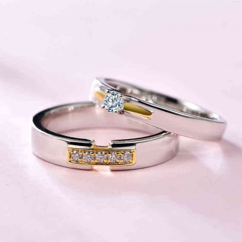 ATTAGEMS 925 Silver Moissanite Engagement Ring Set for Men and Women