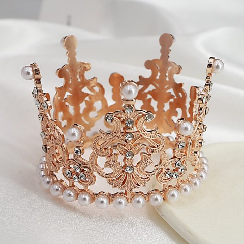 European American Children's Alloy Pearl Crown Bridal Jewelry for Girls with Rhinestones