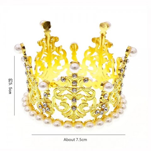European American Children's Alloy Pearl Crown Bridal Jewelry for Girls with Rhinestones