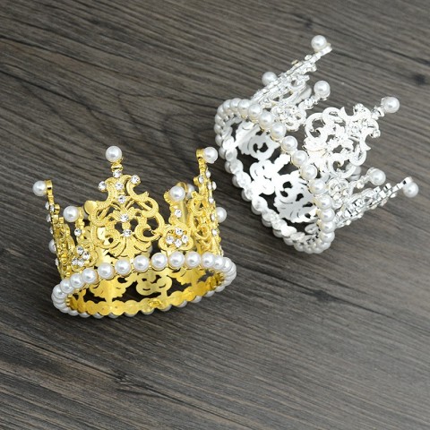 European American Children's Alloy Pearl Crown Bridal Jewelry for Girls with Rhinestones
