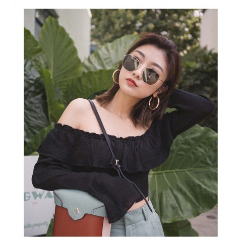 Luxury Korean Small Box Round Face Myopia Sunglasses for Women - Comfortable Titanium Alloy Frame