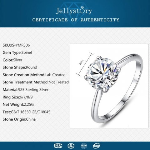 Jellystory Women's Sterling Silver Moissanite Engagement Ring Y200321