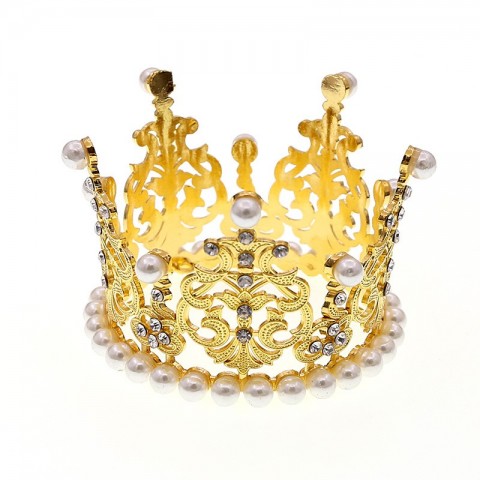 European American Children's Alloy Pearl Crown Bridal Jewelry for Girls with Rhinestones